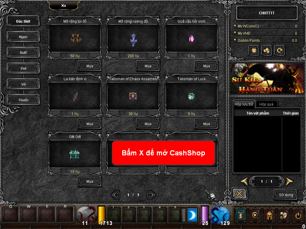Chức năng chính của Game MU Khát Vọng